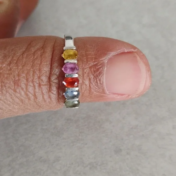 Multicolor Genuine Sapphire Ring - Picture 9 of 11